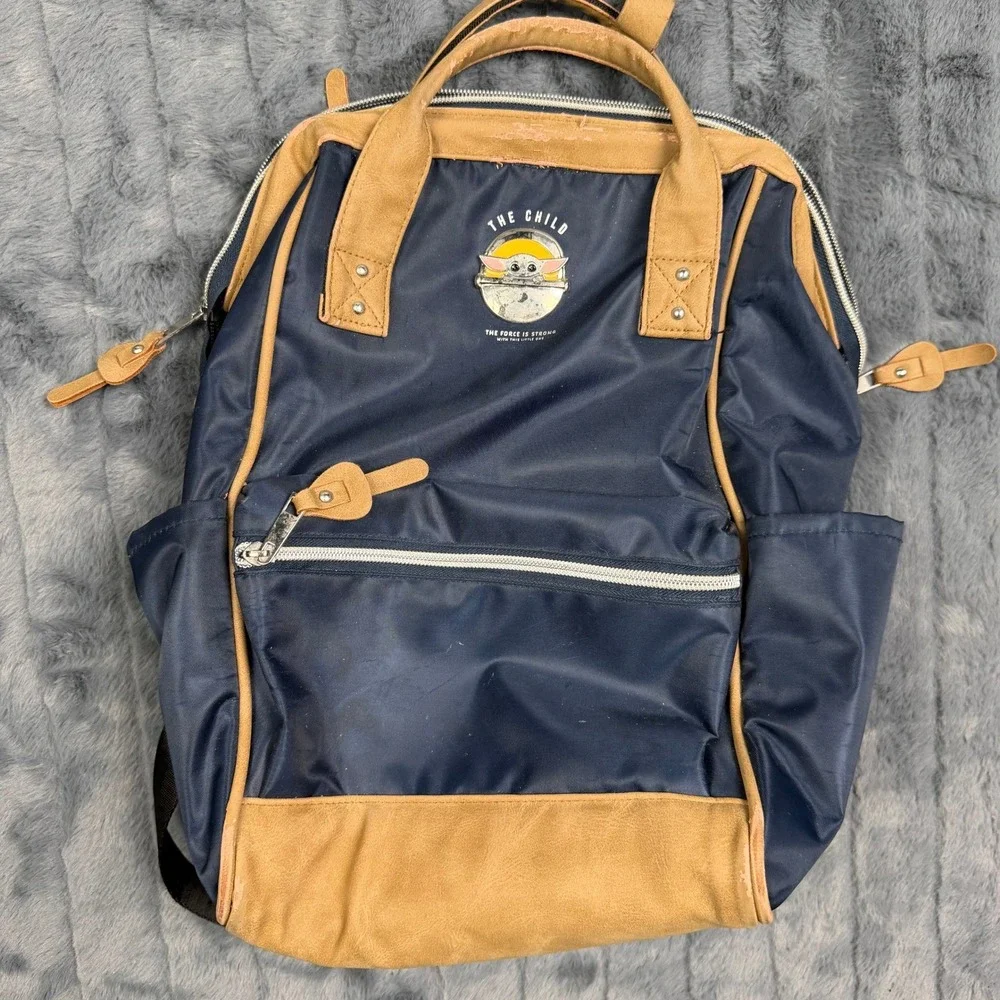 Bioworld Star Wars The Mandalorian The Child Grogu Navy Tan Backpack 10050